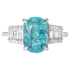 Belrose Estate Jewelers GIA 2.68ct Paraiba Tourmaline and Diamond Ring