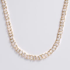 Belrose Estate Jewelers Mixed Cut 29 Carat Diamond Yellow Gold Tennis Necklace