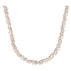 Belrose Estate Jewelers Mixed Cut 29 Carat Diamond Yellow Gold Tennis Necklace
