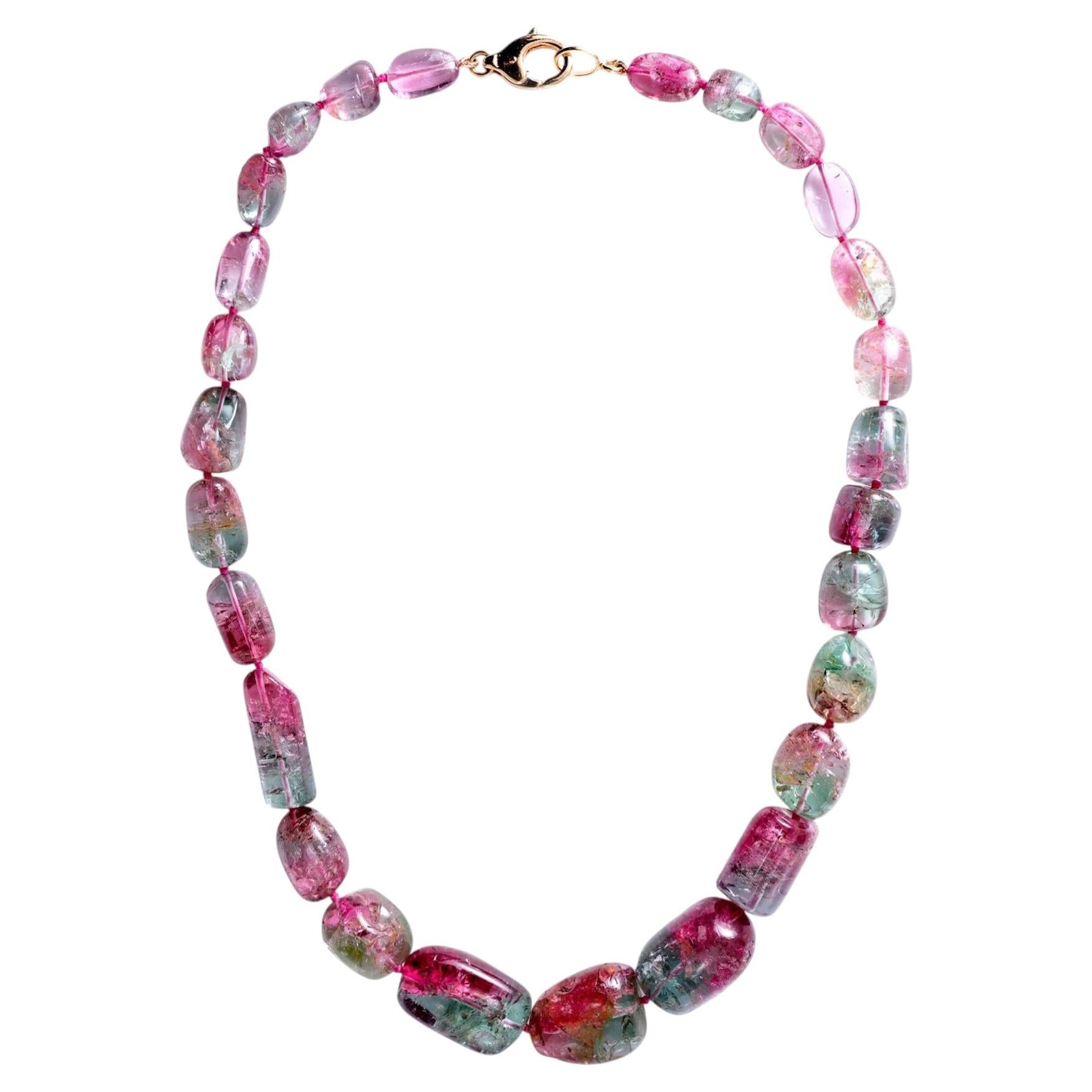 Collar de Cuentas de Turmalina de Sandía Multicolor Belrose Estate Jewelers