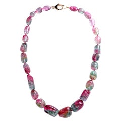 Belrose Estate Jewelers Multicolor Watermelon Tourmaline Beads Necklace