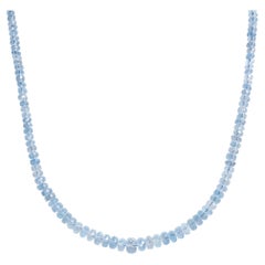 Belrose Jewelers 80 Carat Aquamarine Faceted Bead Necklace Strand