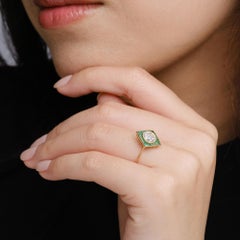 Belrose Jewelers Art Deco Style 1.06 Old European Diamond Emerald Ring