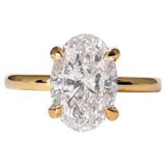 Belrose Jewelers GIA 3.01 CT Oval Natural Diamond 18k Gold Engagement Ring