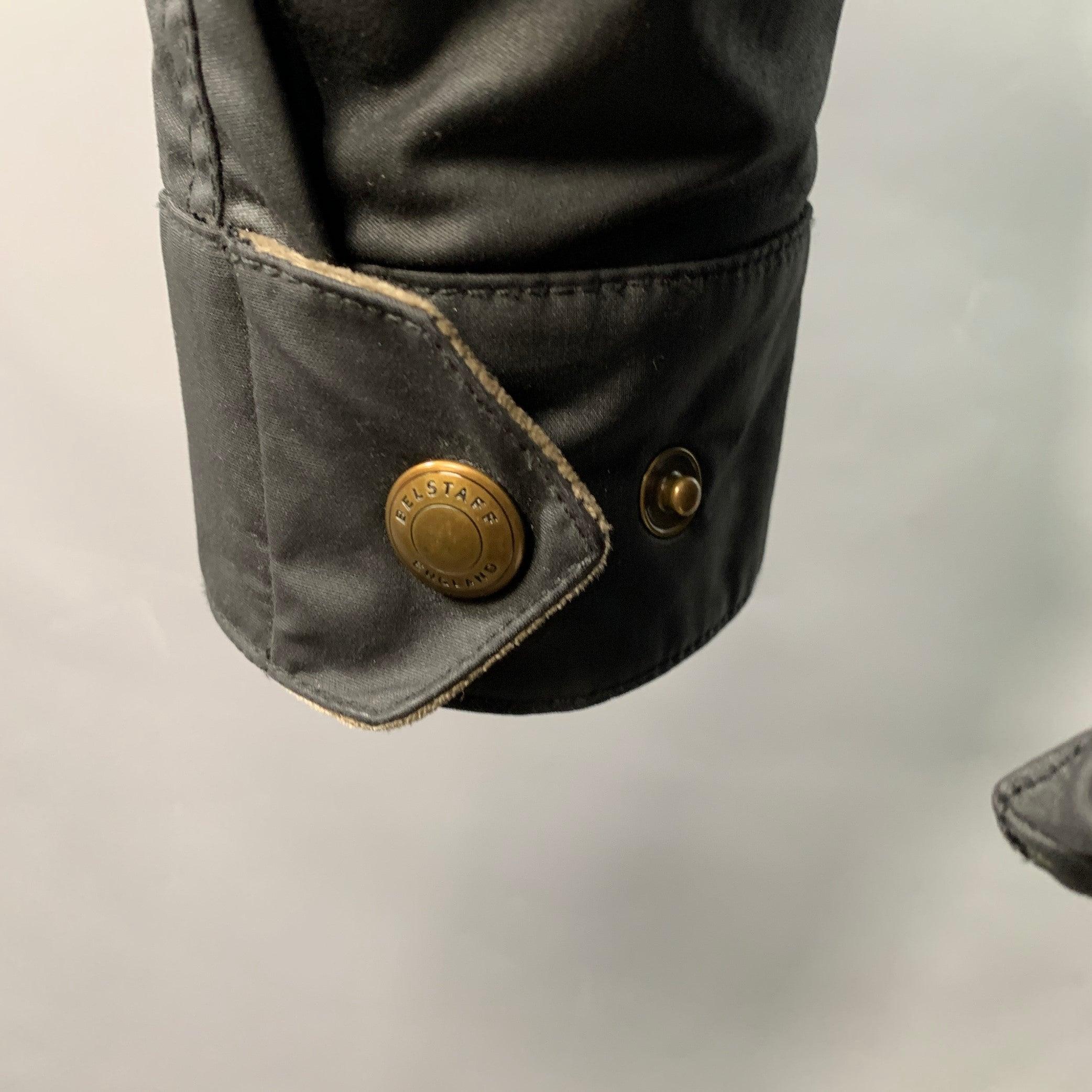 Belstaff 2012 Roadmaster Size M Black Waxed Cotton Zip Snaps Jacket Excellent état - En vente à San Francisco, CA