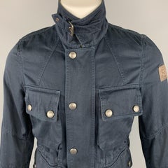 BELSTAFF 36 Navy Cotton Zip & Snaps High Collar Jacket