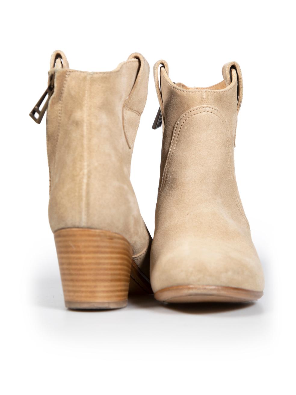 Belstaff Beige Suede Ankle Boots Size IT 35 In Good Condition For Sale In London, GB