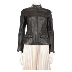 Belstaff Chaqueta ajustada de cuero negro Biker Talla S