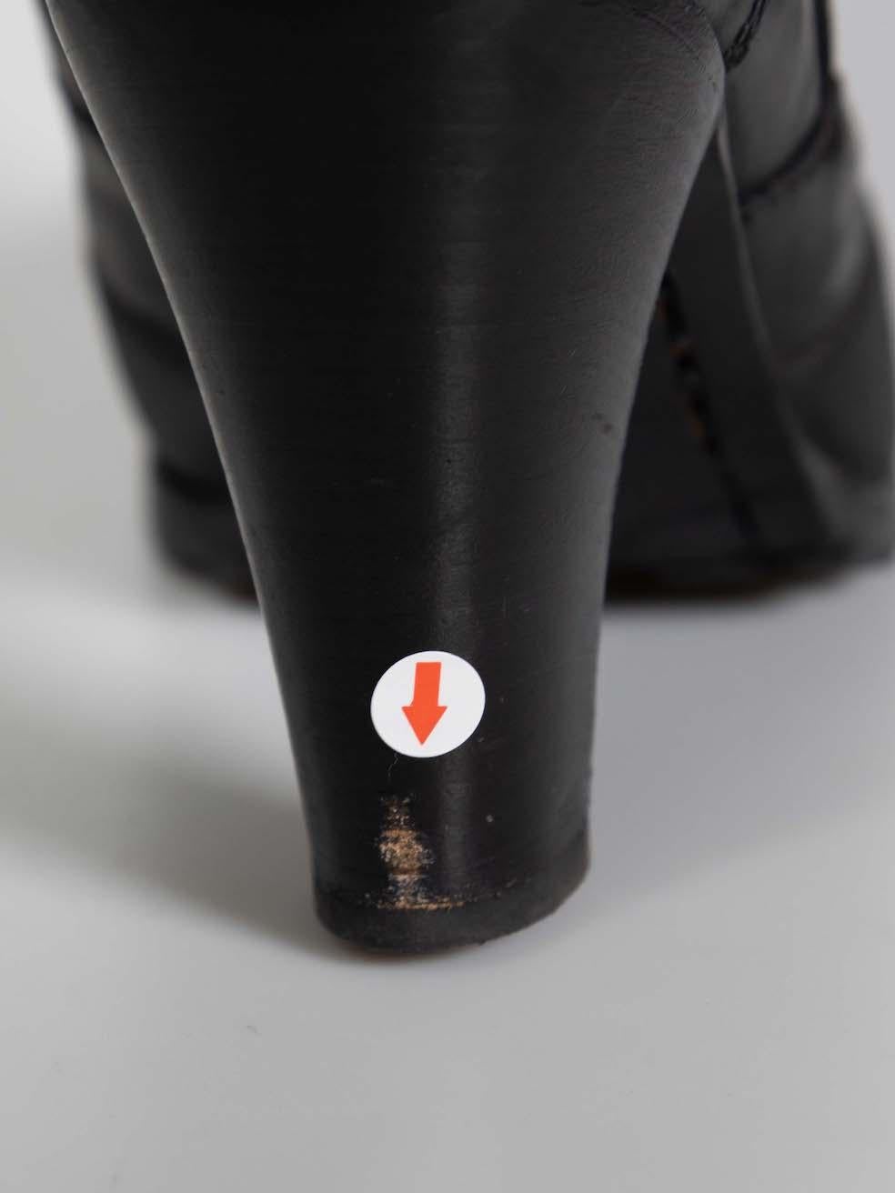 Belstaff Black Leather Logo Buckled Knee Boots Size IT 39 For Sale 1