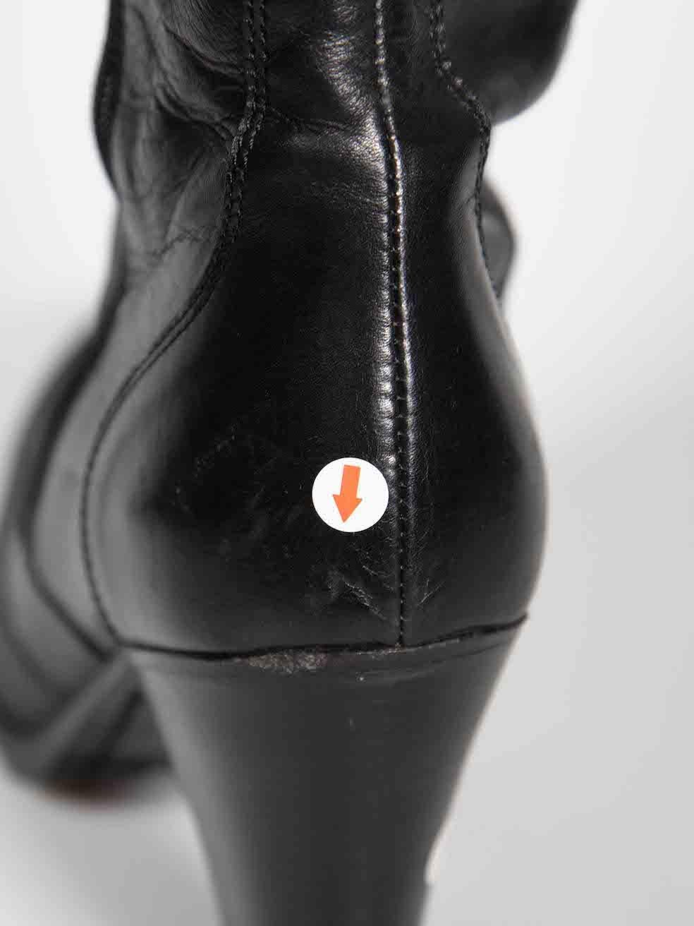 Belstaff Black Leather Logo Buckled Knee Boots Size IT 39 For Sale 4