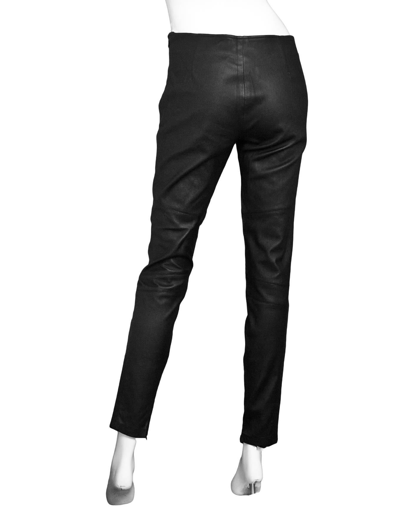 Belstaff Black Leather Skinny Leather Pants Sz IT42 In Excellent Condition In New York, NY