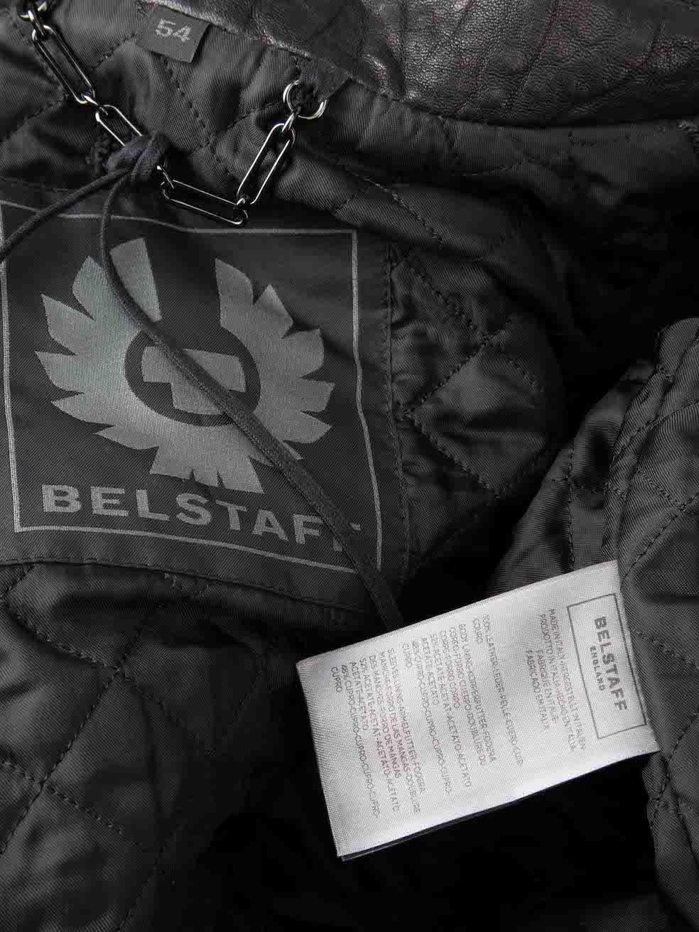 Belstaff Black Leather Zip Full Jacket Size 5XL For Sale 4