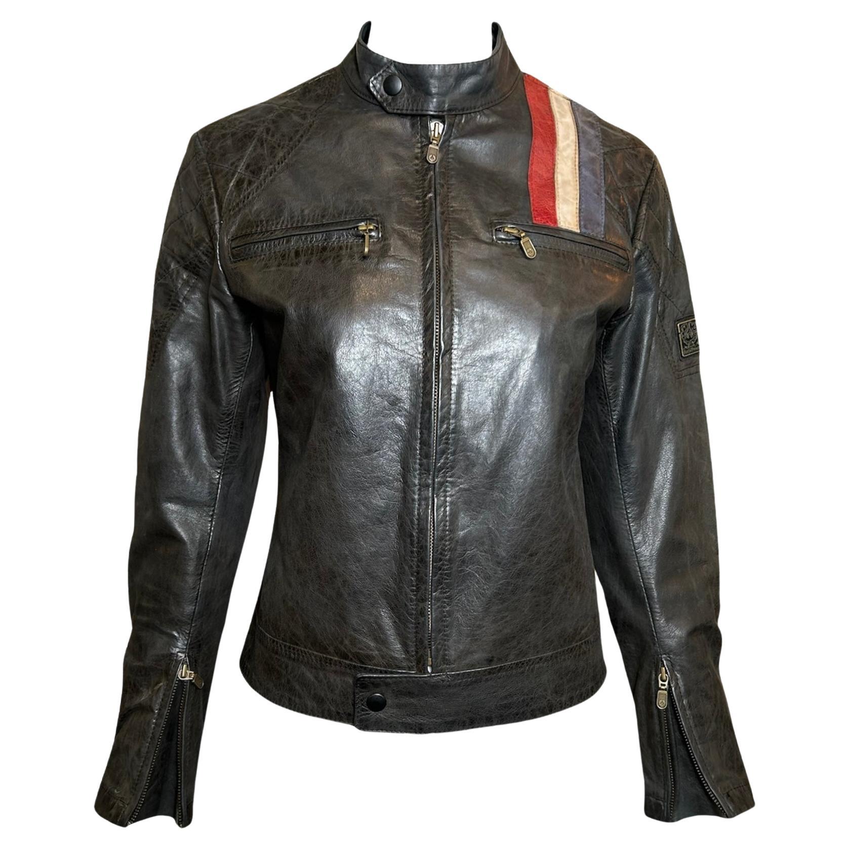 Belstaff "Black Prince" Union Jack Leather Moto Jacket For Sale
