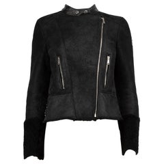 Belstaff Black Shearling Suede Biker Jacket Size M