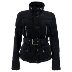 Used Belstaff black velvet jacket with down-duvet padding	SIZE M