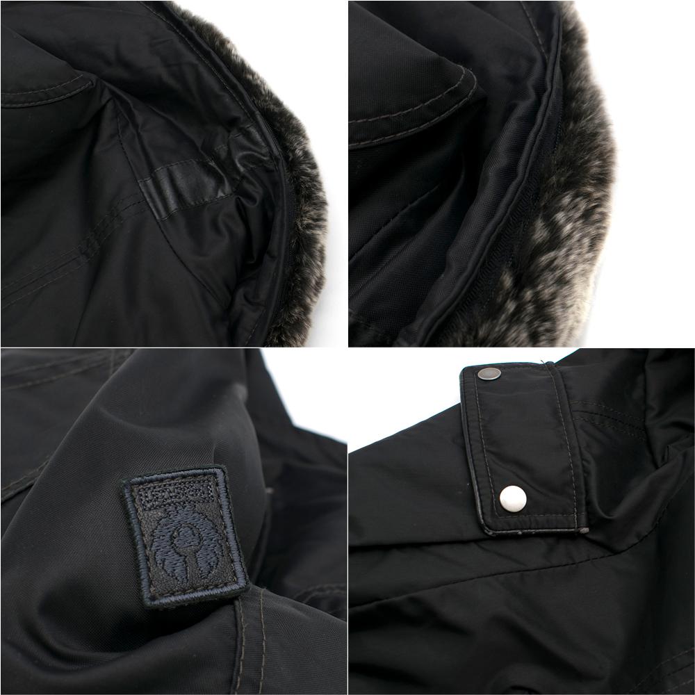 Belstaff Black Waterproof Jacket w/ Fur Collar and Cuffs - Size US 0-2 In Excellent Condition For Sale In London, GB