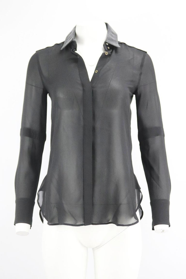 Belstaff Leather Trimmed Silk Shirt It 38 Uk 6 For Sale at 1stDibs
