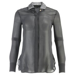 Belstaff Leather Trimmed Silk Shirt It 38 Uk 6