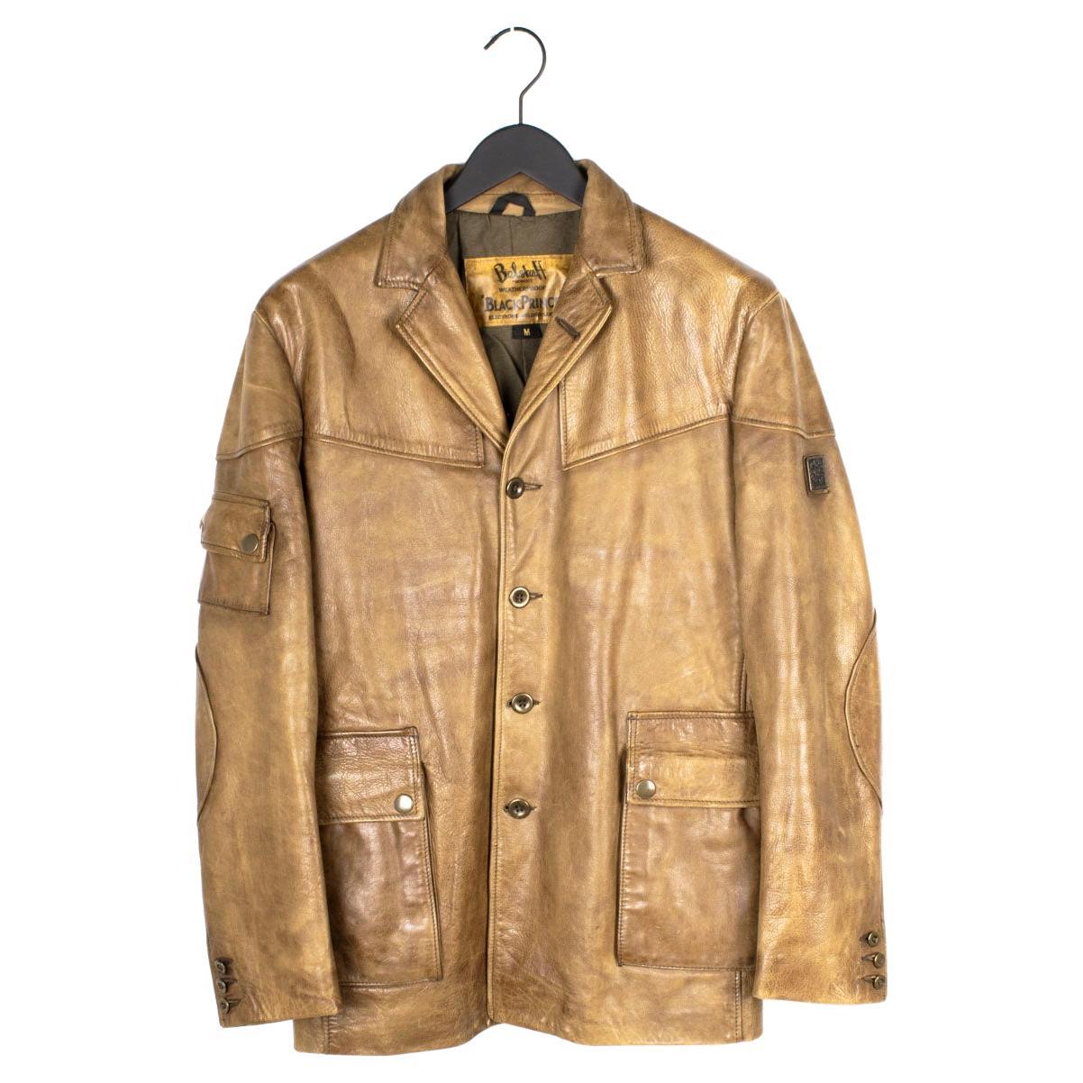 Belstaff Uomo Giacca Nero Principe in Pelle Pesante Taglia M.L.A. in vendita