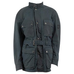 Belstaff Navy Cappotto Parka foderato di pelliccia ecologica staccabile taglia XXL