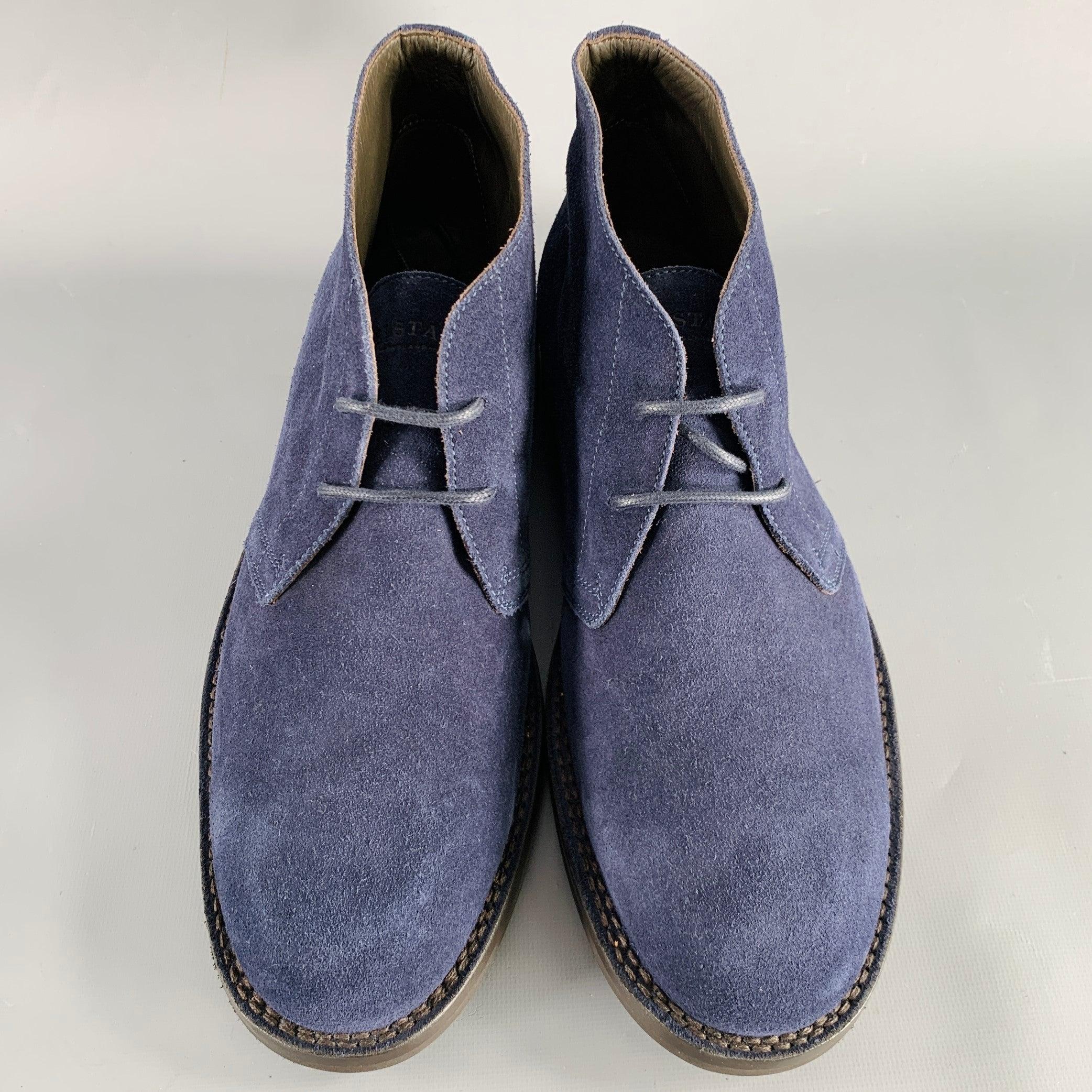 BELSTAFF Size 12 Navy Suede Leather Lace-Up Boots In Excellent Condition For Sale In San Francisco, CA