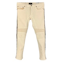 BELSTAFF Size 30 Cream Brown Mixed Fabrics Cotton Blend Slim Low Rise Jeans