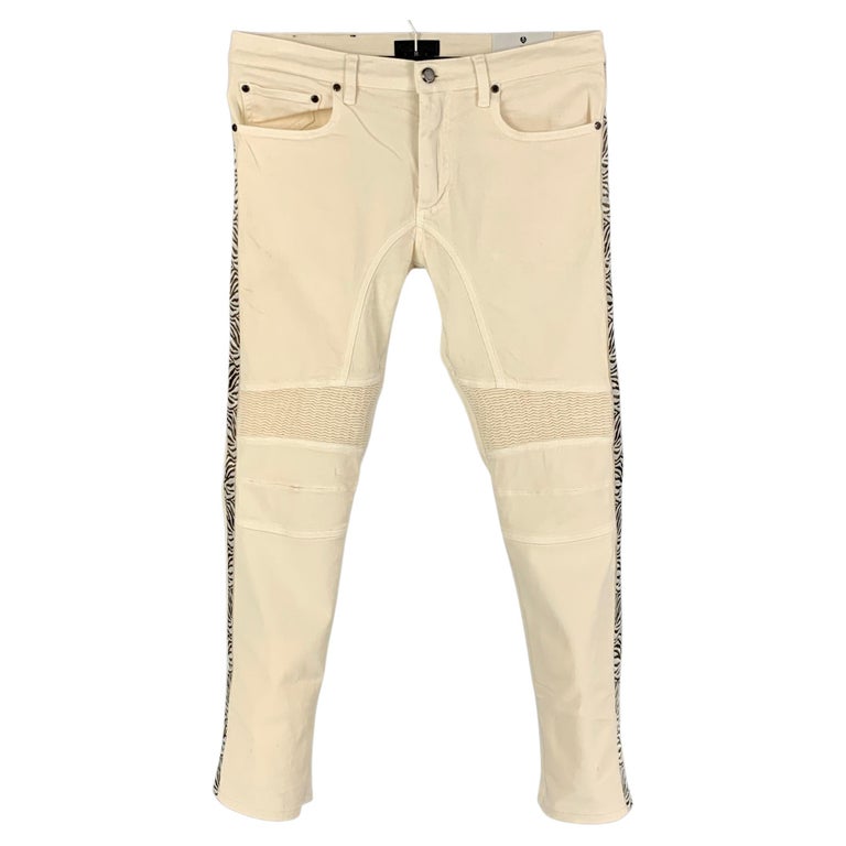 BELSTAFF Size 30 Cream Brown Mixed Fabrics Cotton Blend Slim Low Rise Jeans  For Sale at 1stDibs