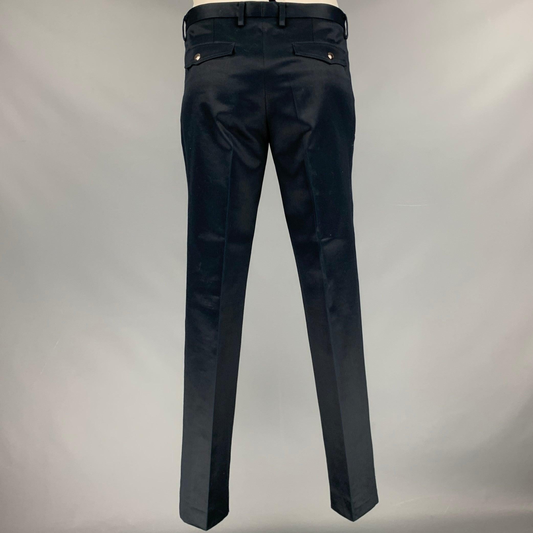 BELSTAFF Size 34 Black Cotton Flap Pockets Dress Pants In Good Condition For Sale In San Francisco, CA
