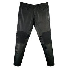 BELSTAFF Size 34 Black Twill Cotton Blend Straight Zip Fly Biker Jeans