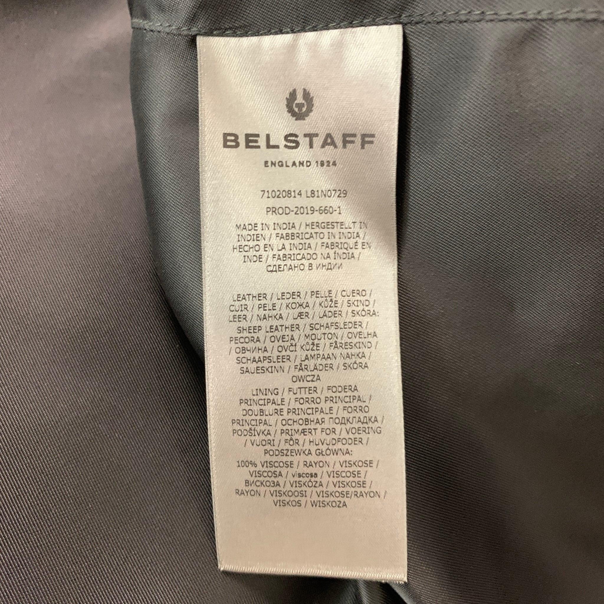 BELSTAFF Size 38 Black Leather Ribbed Collar Jacket 1