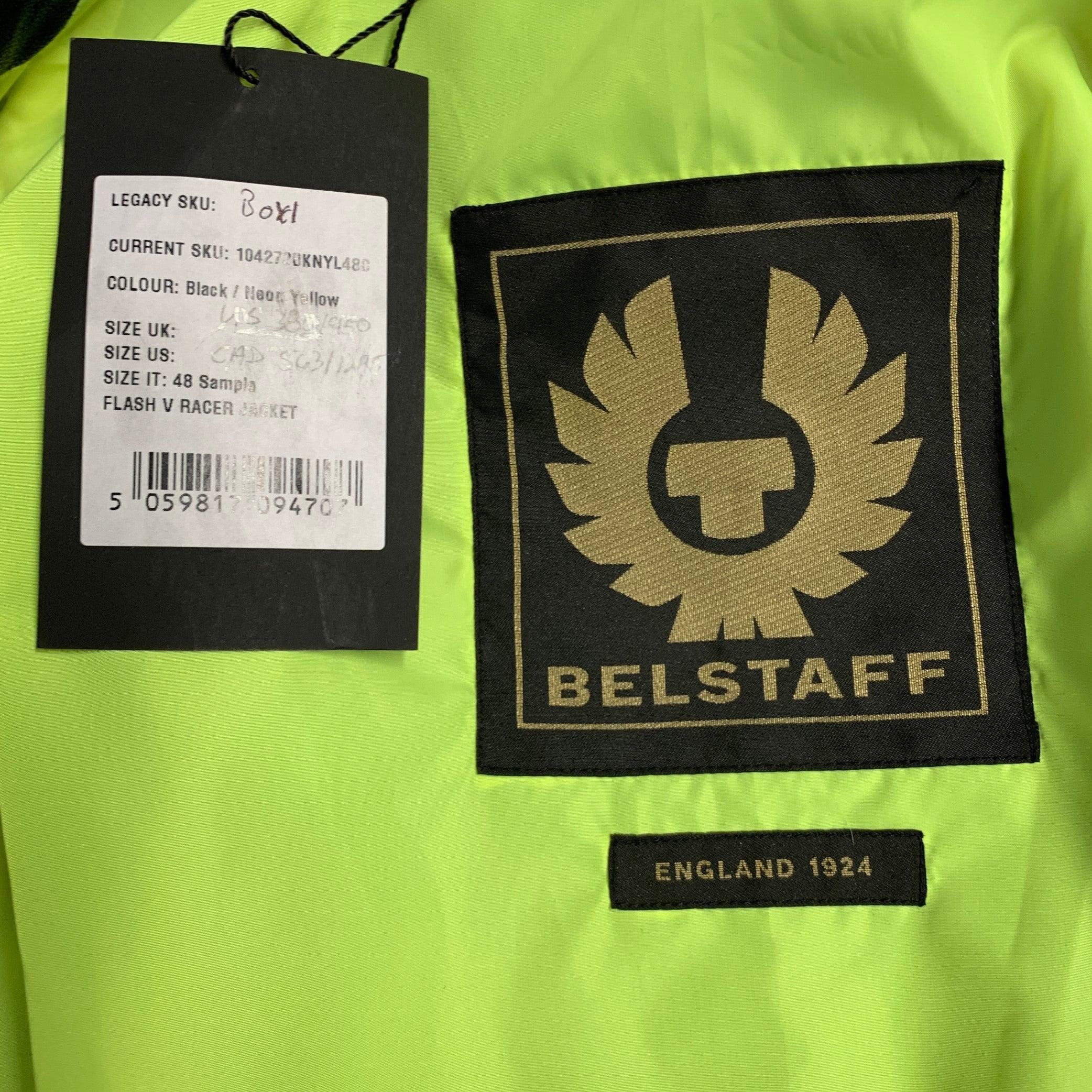 BELSTAFF Size 38 -Flash V Racer- Black Green Leather Biker Jacket For Sale 3