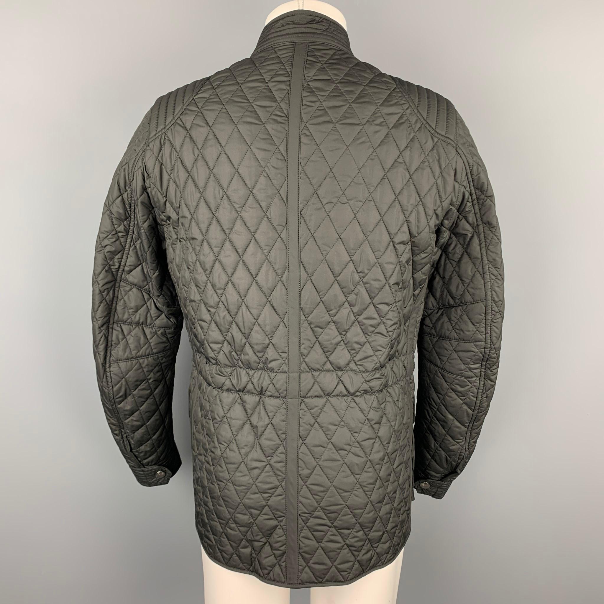 BELSTAFF Size 40 Black Quilted Polyester Zip & Snaps Jacket In Good Condition In San Francisco, CA