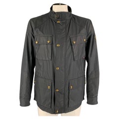 BELSTAFF Size 44 Navy Coated Cotton Utility Jacket