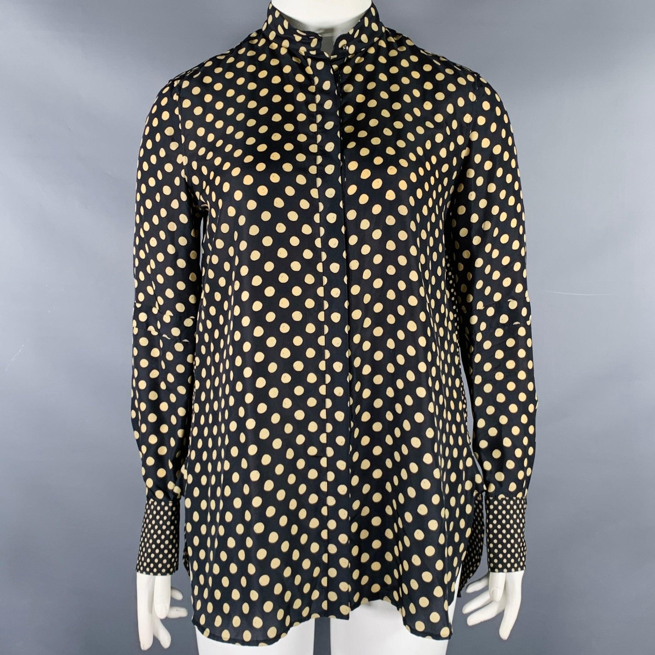 BELSTAFF Size L Black Khaki Polka Dot Leather Collar Button Up Shirt For Sale 2