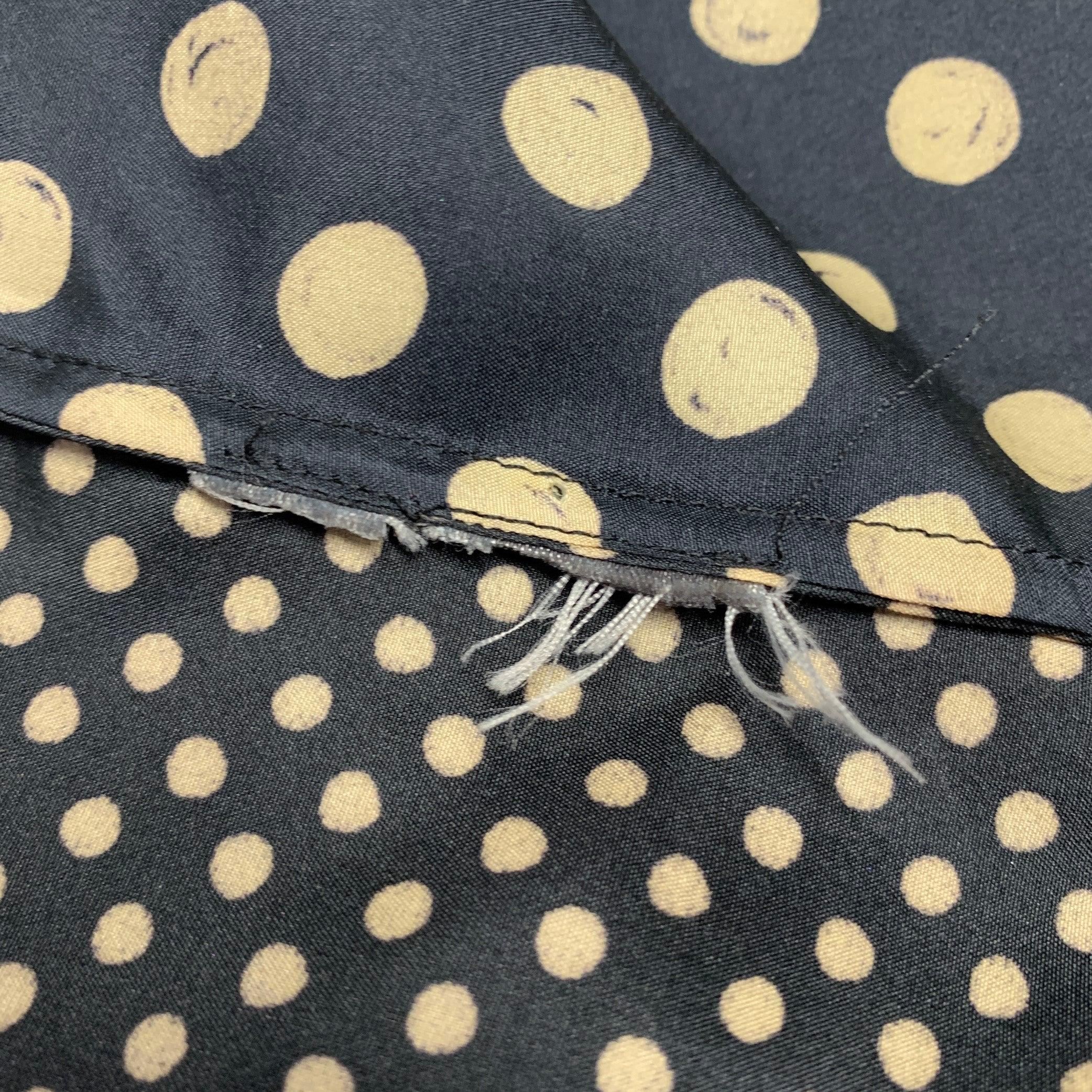 BELSTAFF Size L Black Khaki Polka Dot Leather Collar Button Up Shirt For Sale 4