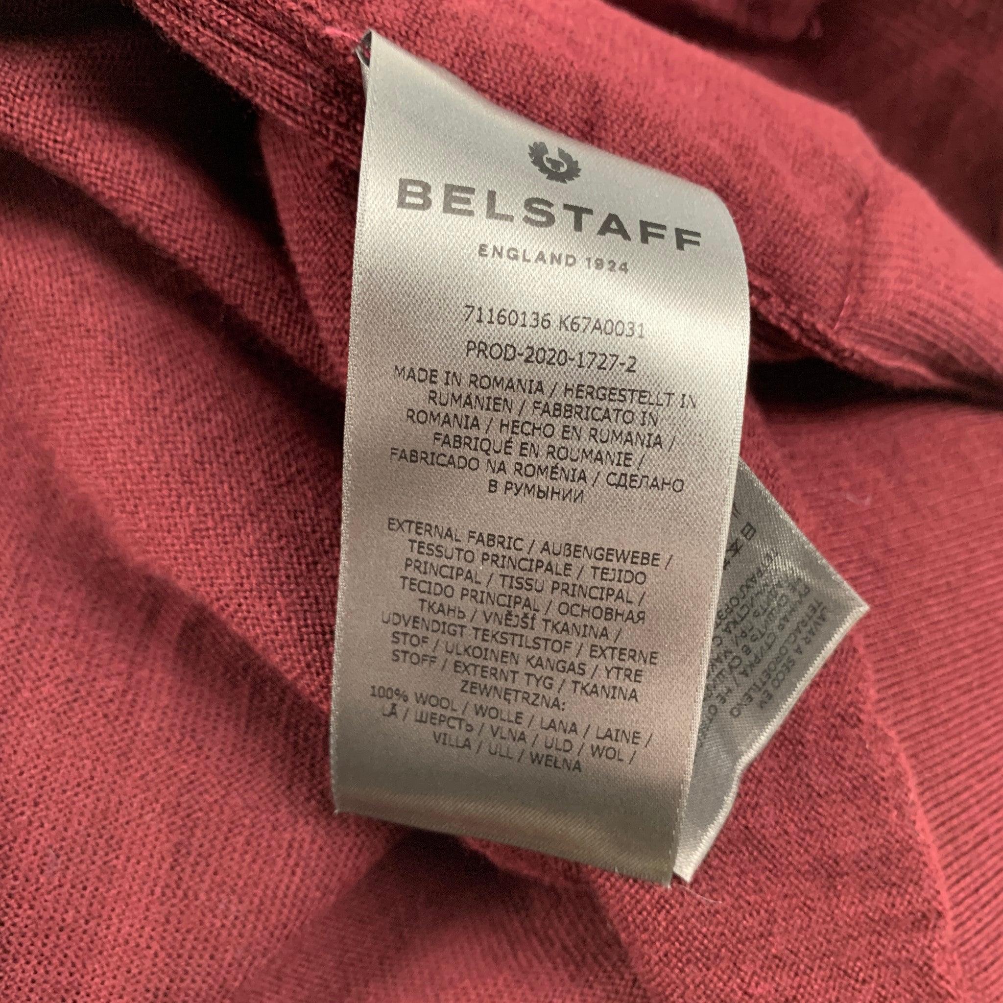 BELSTAFF Größe L Burgund Mixed Fabrics Wolle Polyester Zip Up Jacke Herren im Angebot