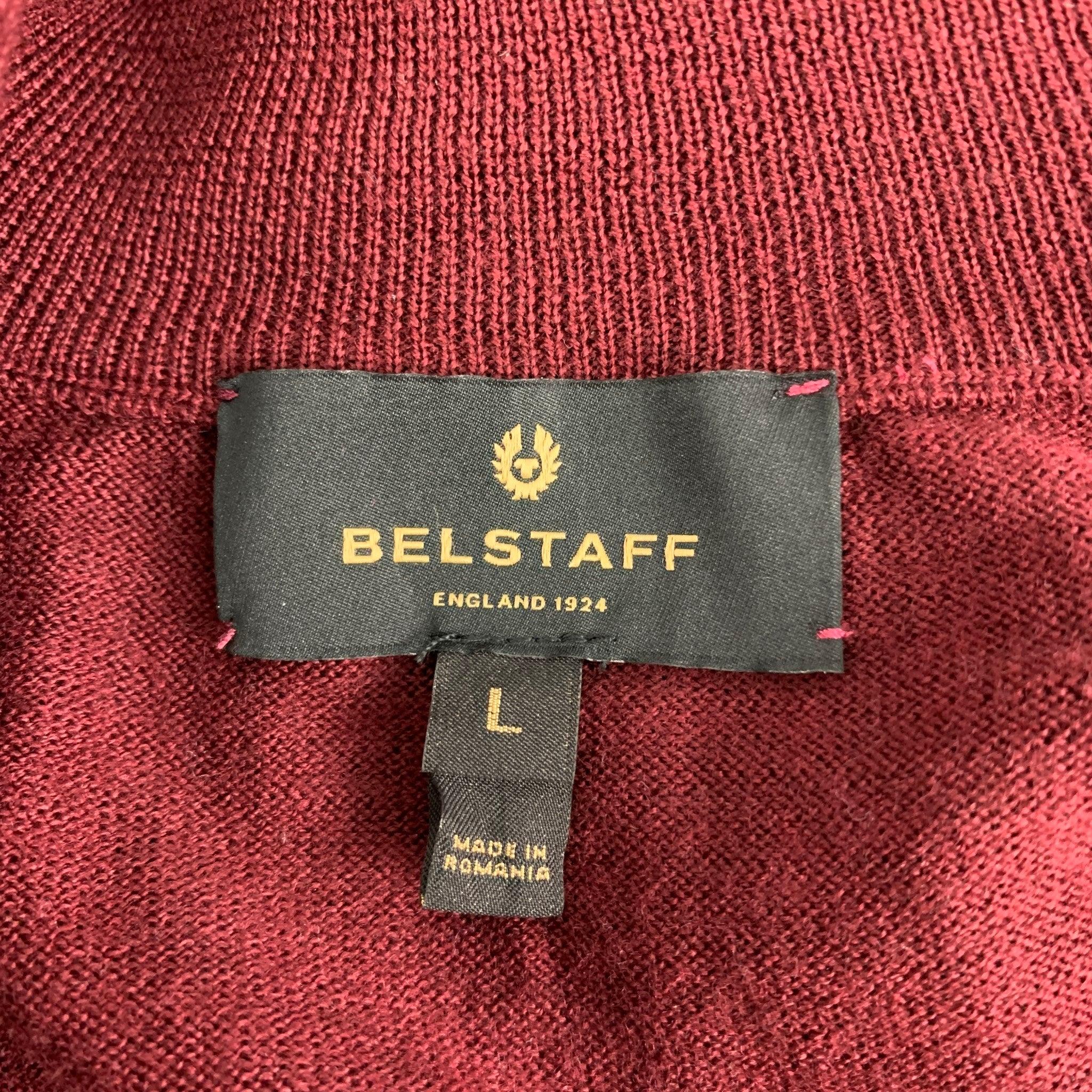 BELSTAFF Größe L Burgund Mixed Fabrics Wolle Polyester Zip Up Jacke im Angebot 1