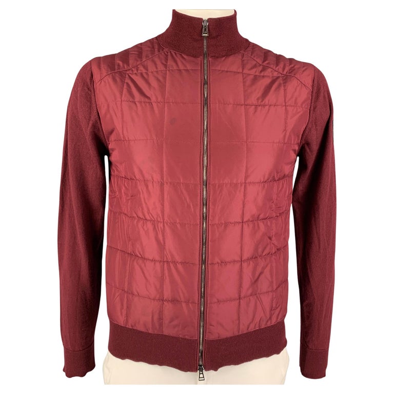 BELSTAFF Size L Burgundy Mixed Fabrics Wool Polyester Zip Up Jacket For  Sale at 1stDibs