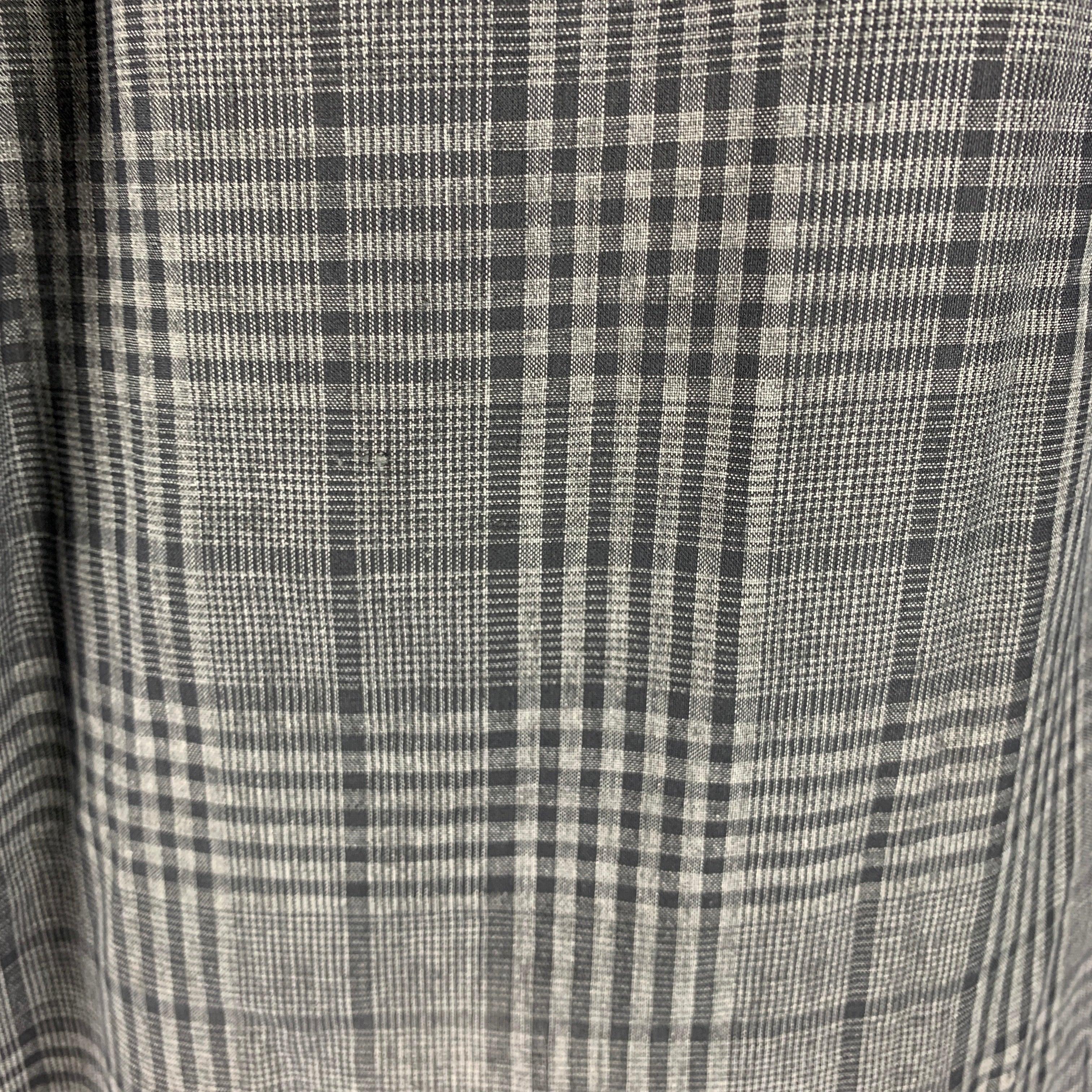 BELSTAFF Size L Grey Black Plaid Linen Cotton Button Up Long Sleeve Shirt For Sale 1