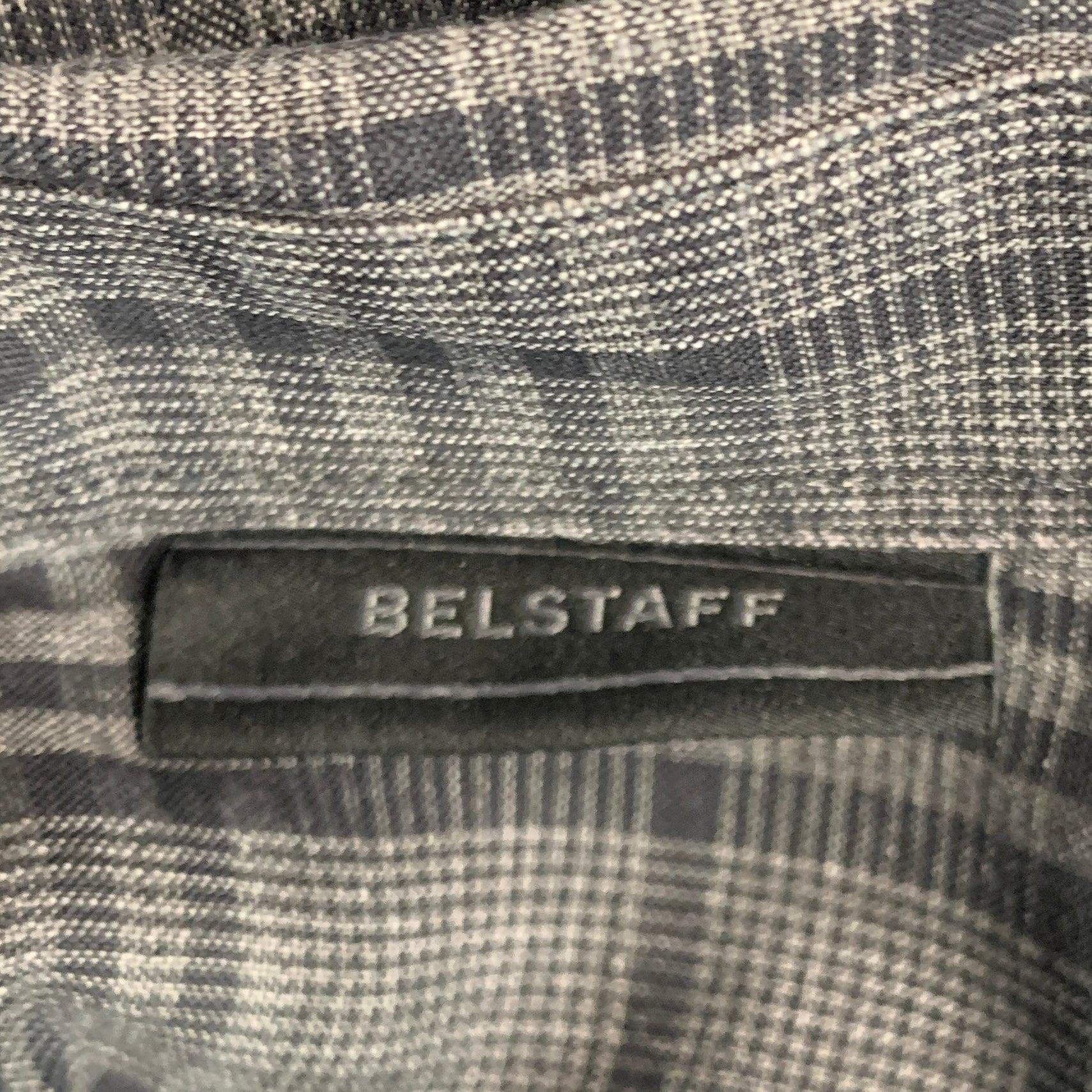 BELSTAFF Size L Grey Black Plaid Linen Cotton Button Up Long Sleeve Shirt For Sale 2