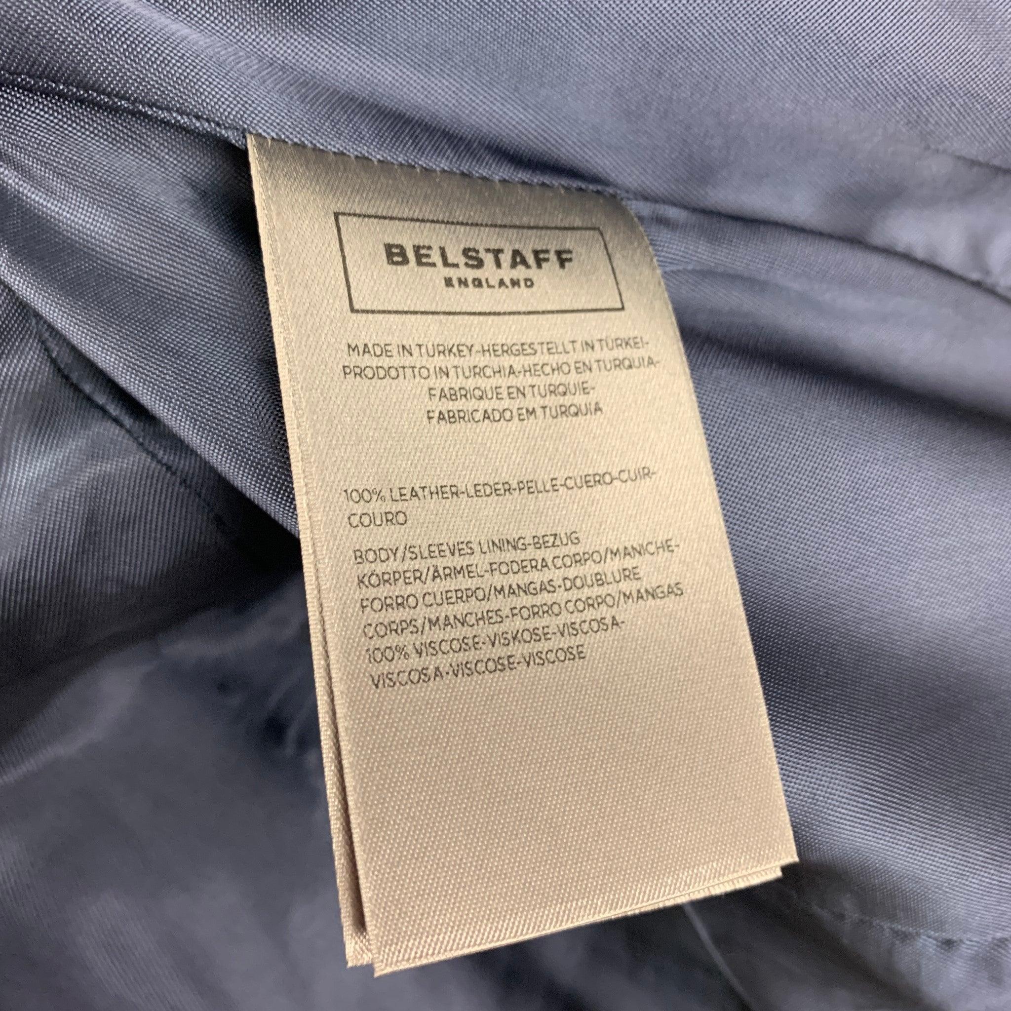 BELSTAFF Size M Gray Leather Zip Up Jacket 1