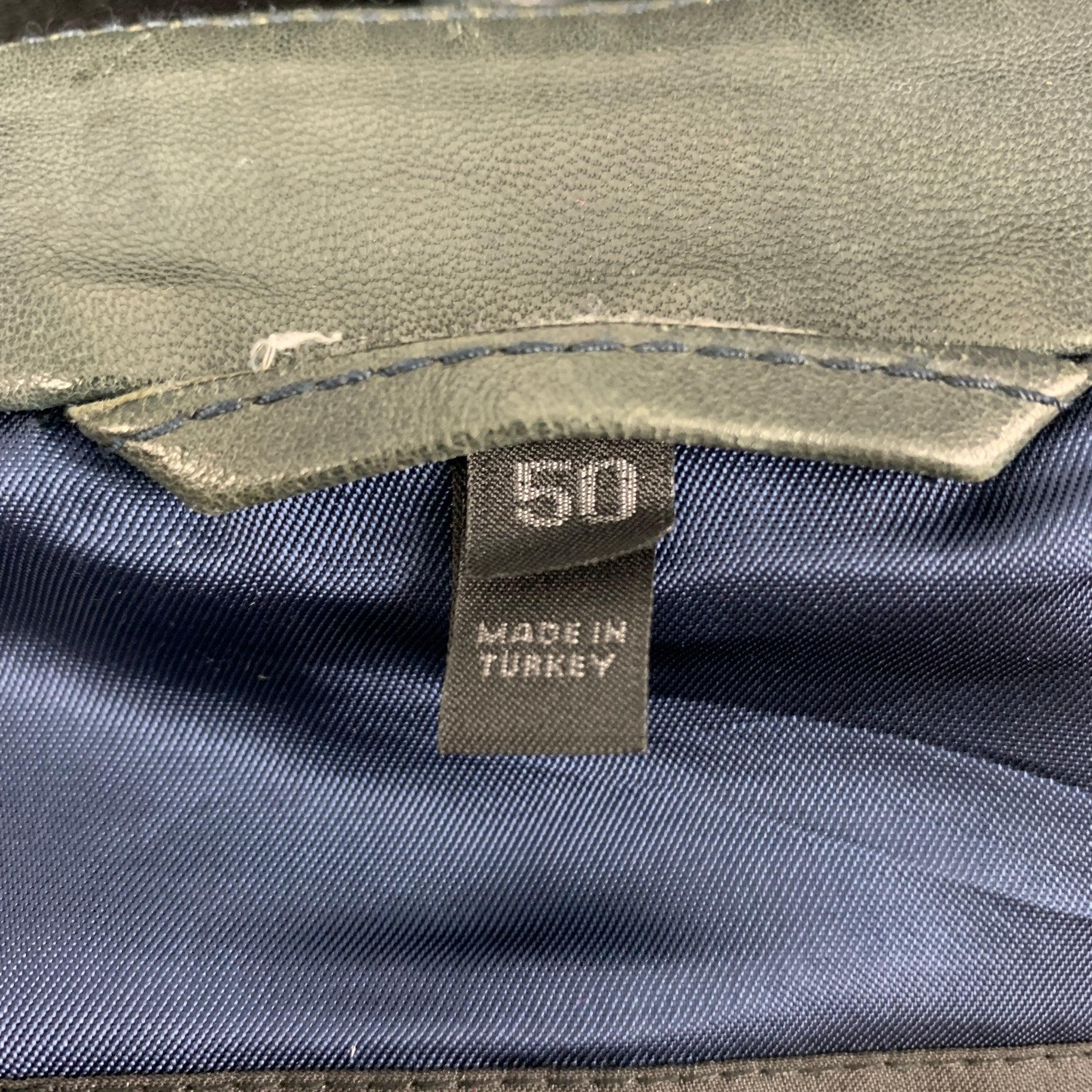 BELSTAFF Size M Gray Leather Zip Up Jacket 2