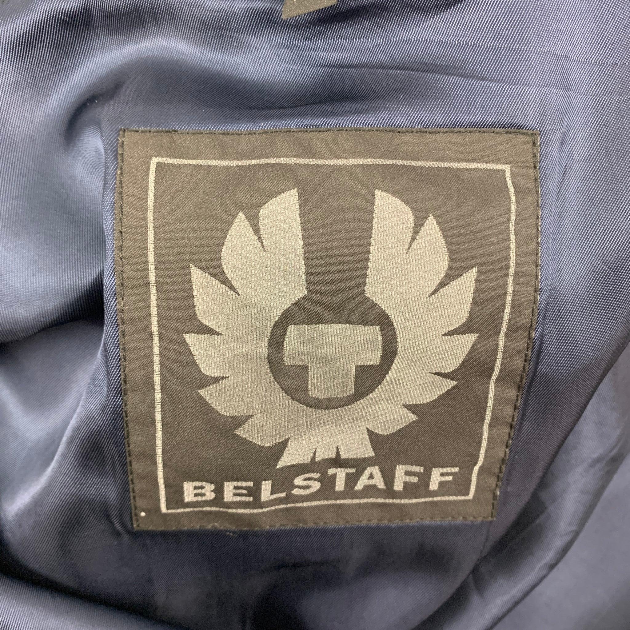 BELSTAFF Size M Gray Leather Zip Up Jacket 3