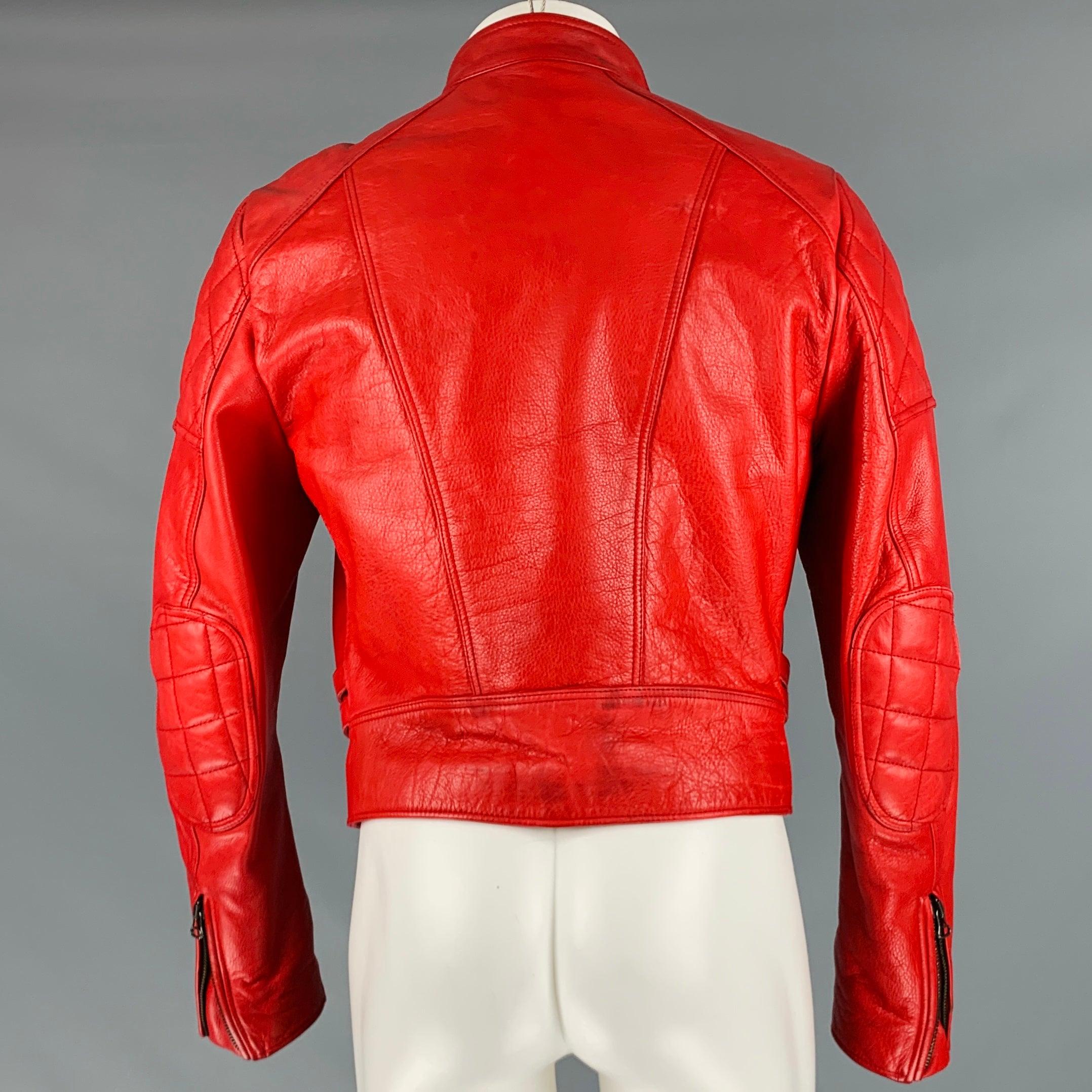 BELSTAFF Size M Red Leather Biker Jacket In Good Condition For Sale In San Francisco, CA