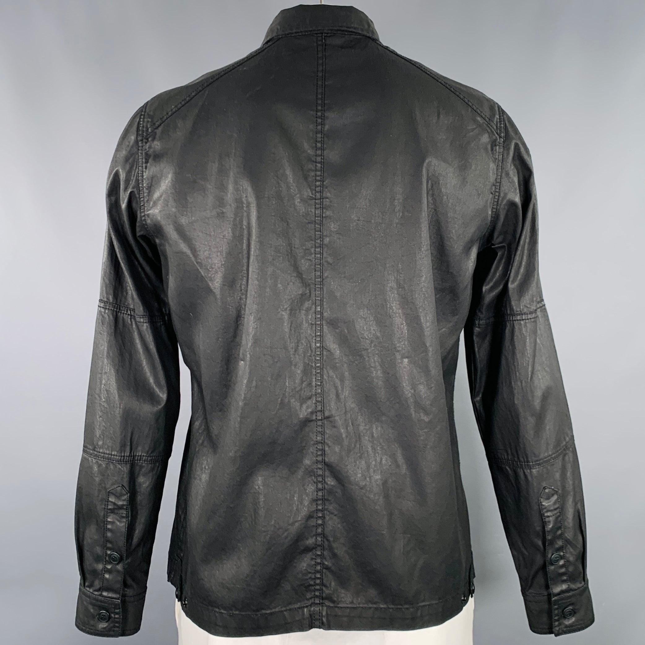 BELSTAFF Size XL Black Coated Cotton Trucker Jacket In Excellent Condition For Sale In San Francisco, CA