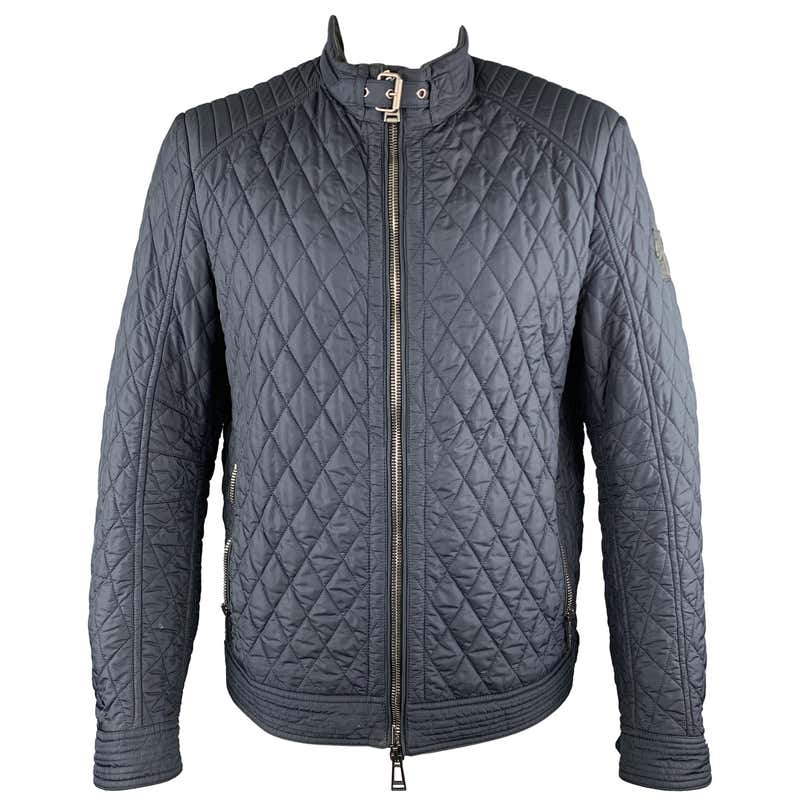 BELSTAFF Size XL Navy Quilted Polyester Zip Up Jacket at 1stDibs