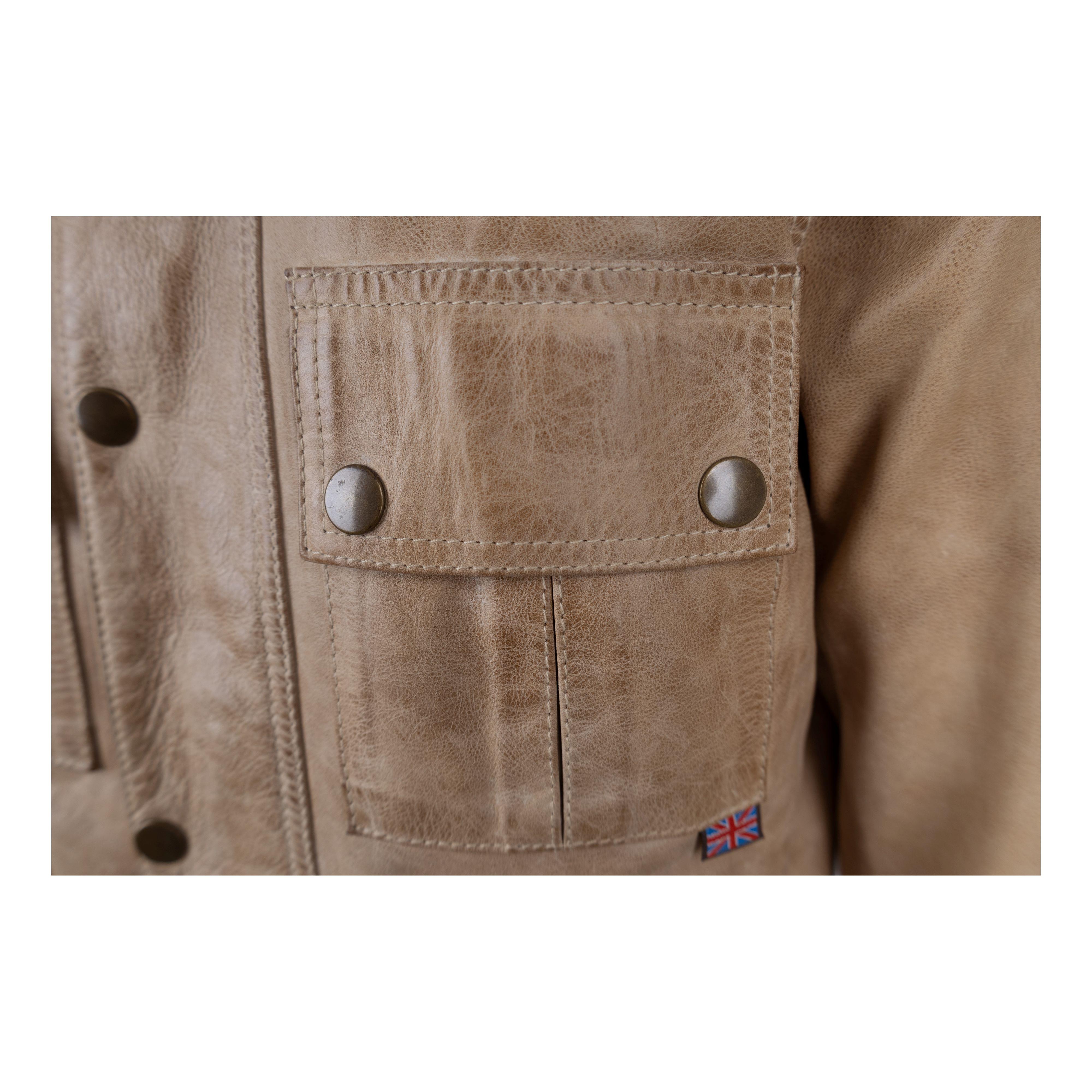 Belstaff Vintage Beige Leather Gangster Jacket - '00s 3