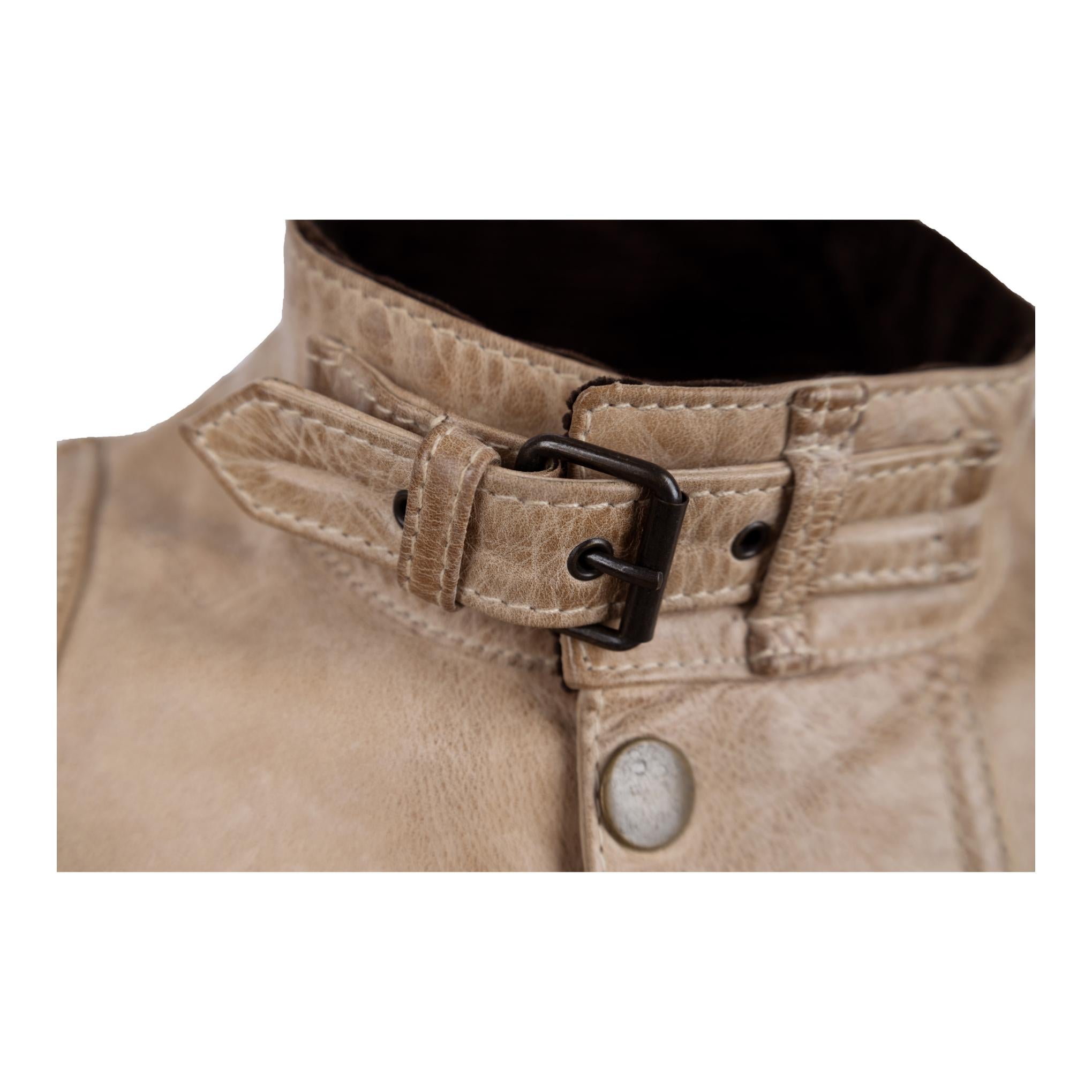 Belstaff Vintage Beige Leather Gangster Jacket - '00s 2