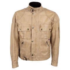 Belstaff Vintage Beige Leather Gangster Jacket - '00s