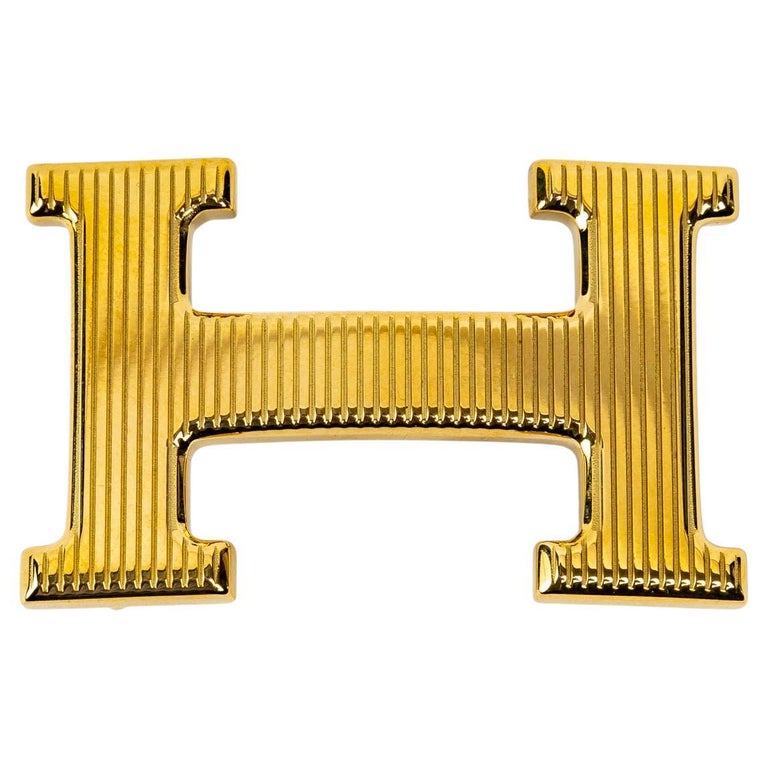 Authentic! Hermes 18K White Gold 3.79ct Diamond Large H Buckle & Reversible Belt